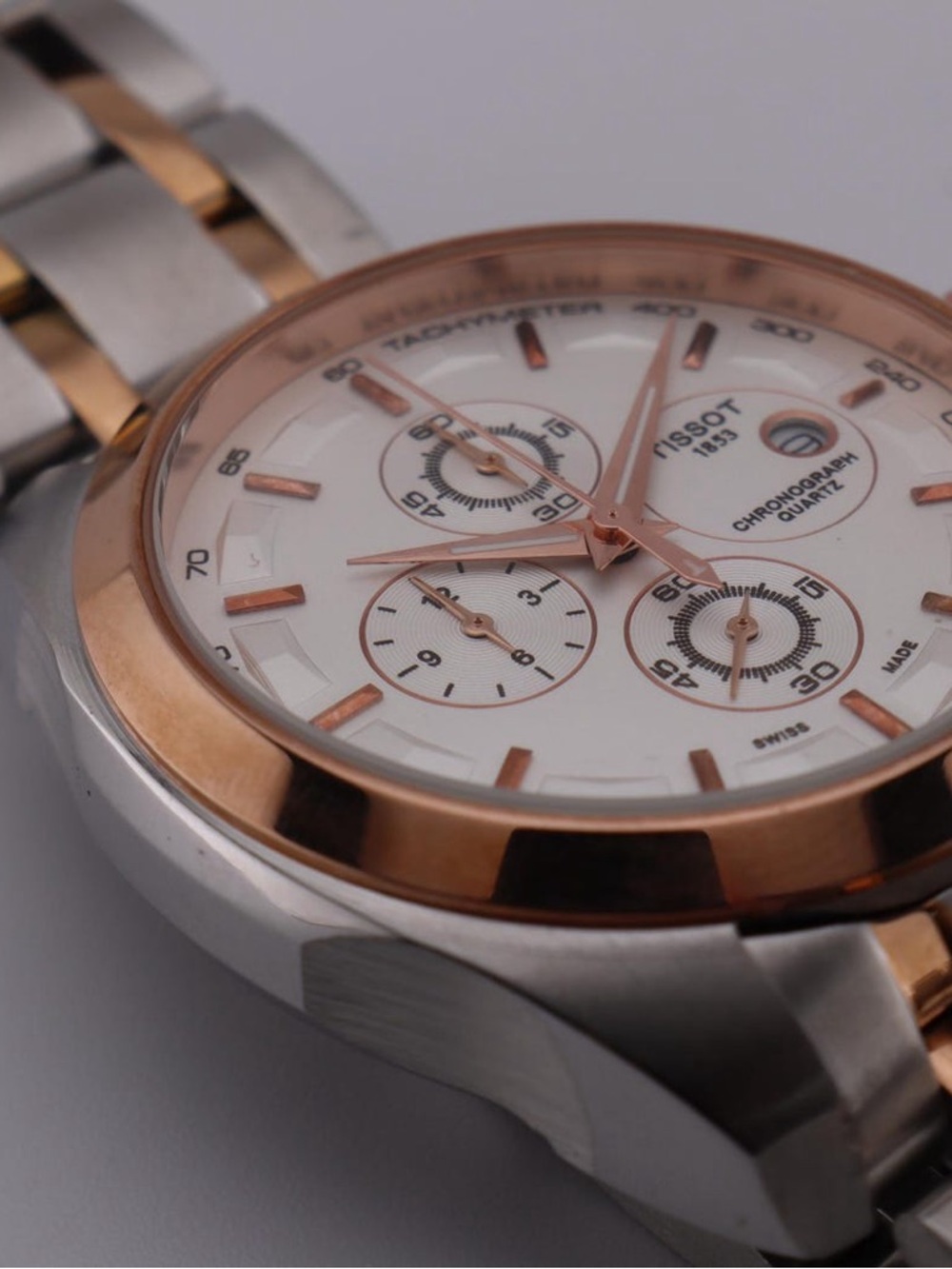NEW Tissot 1853 Couturier Tachymeter Rose Gold & Silver Chronograph Watch In Box - Picture 8 of 11